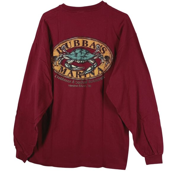 Bubbas Marina Crabhouse Seafood Restaurant 90s Y2K Long Sleeve T-Shirt Size XL - Picture 1 of 6